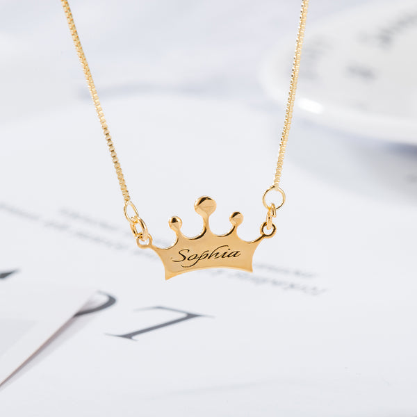 Crown Lettering Custom Name Necklace