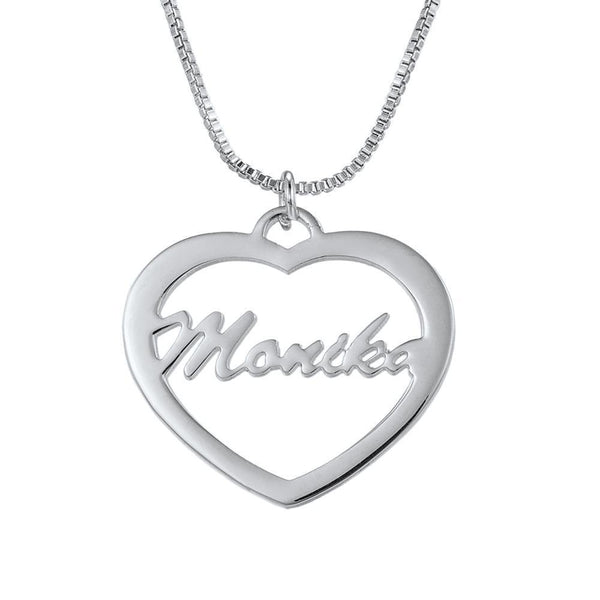 Noble Heart Cutout Design Custom Name Necklace